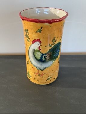 Certified International Hand Painted Rooster 9” Vase Country Farm House Decor
